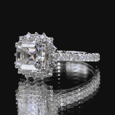 The Duchess Asscher Moissanite Diamond Cluster Halo Ring