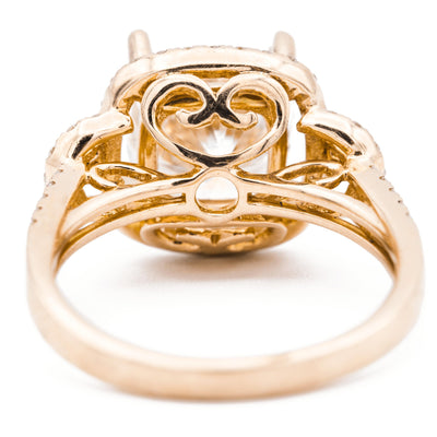 9mm Cushion Moissanite 14K Rose Gold Halo Ring-Fire & Brilliance ® Creative Designs-Fire & Brilliance ®