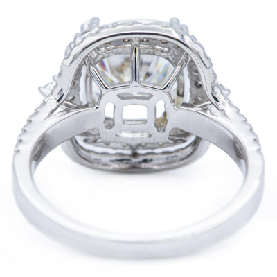*9mm Cushion Moissanite 14K White Gold Halo Ring-Fire & Brilliance ® Creative Designs-Fire & Brilliance ®
