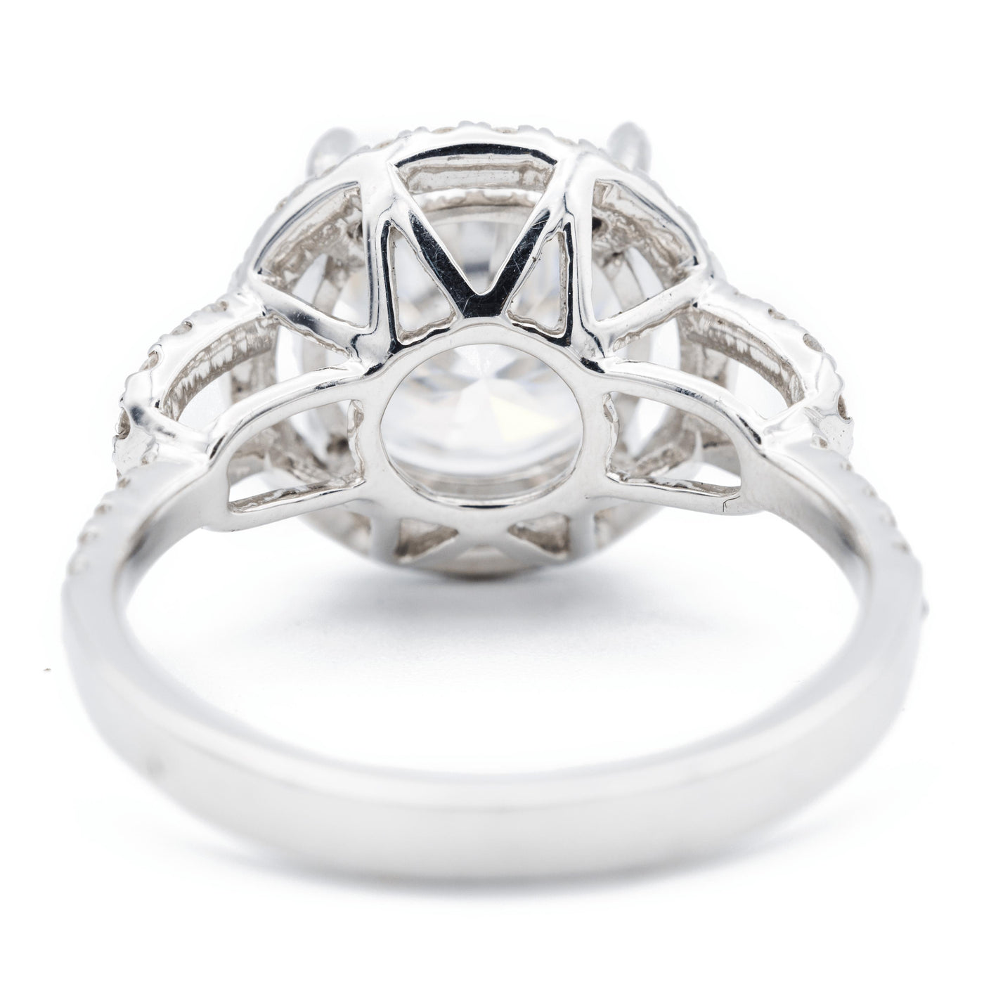 9mm Round Moissanite 14K White Gold Halo Ring-Fire & Brilliance ® Creative Designs-Fire & Brilliance ®
