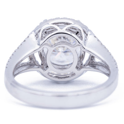 9mm Round Moissanite 14K White Gold Halo Ring-Fire & Brilliance ® Creative Designs-Fire & Brilliance ®