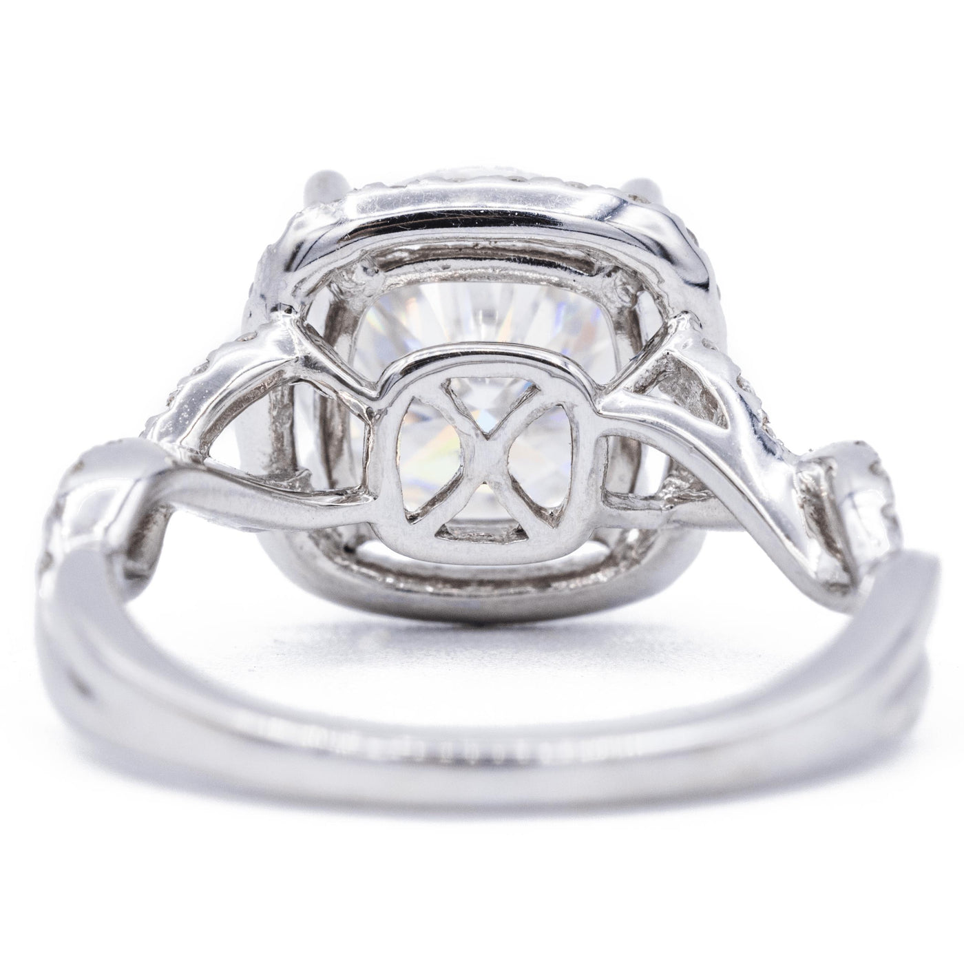 9mm Round Moissanite 14K White Gold Infinity Band Halo Ring-Fire & Brilliance ® Creative Designs-Fire & Brilliance ®
