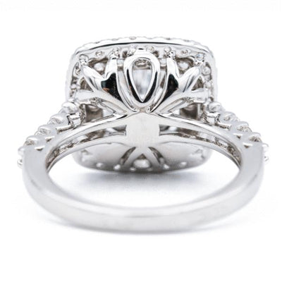 9mm Round Moissanite 14K White Solid Gold Diamond Double Halo Design Ring-FIRE & BRILLIANCE