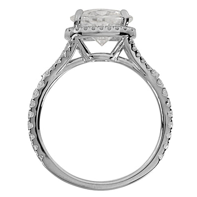 9x7mm Oval Moissanite 14K White Gold Diamond East to West Diamond Halo Basket Design Ring-Fire & Brilliance ® Creative Designs-Fire & Brilliance ®