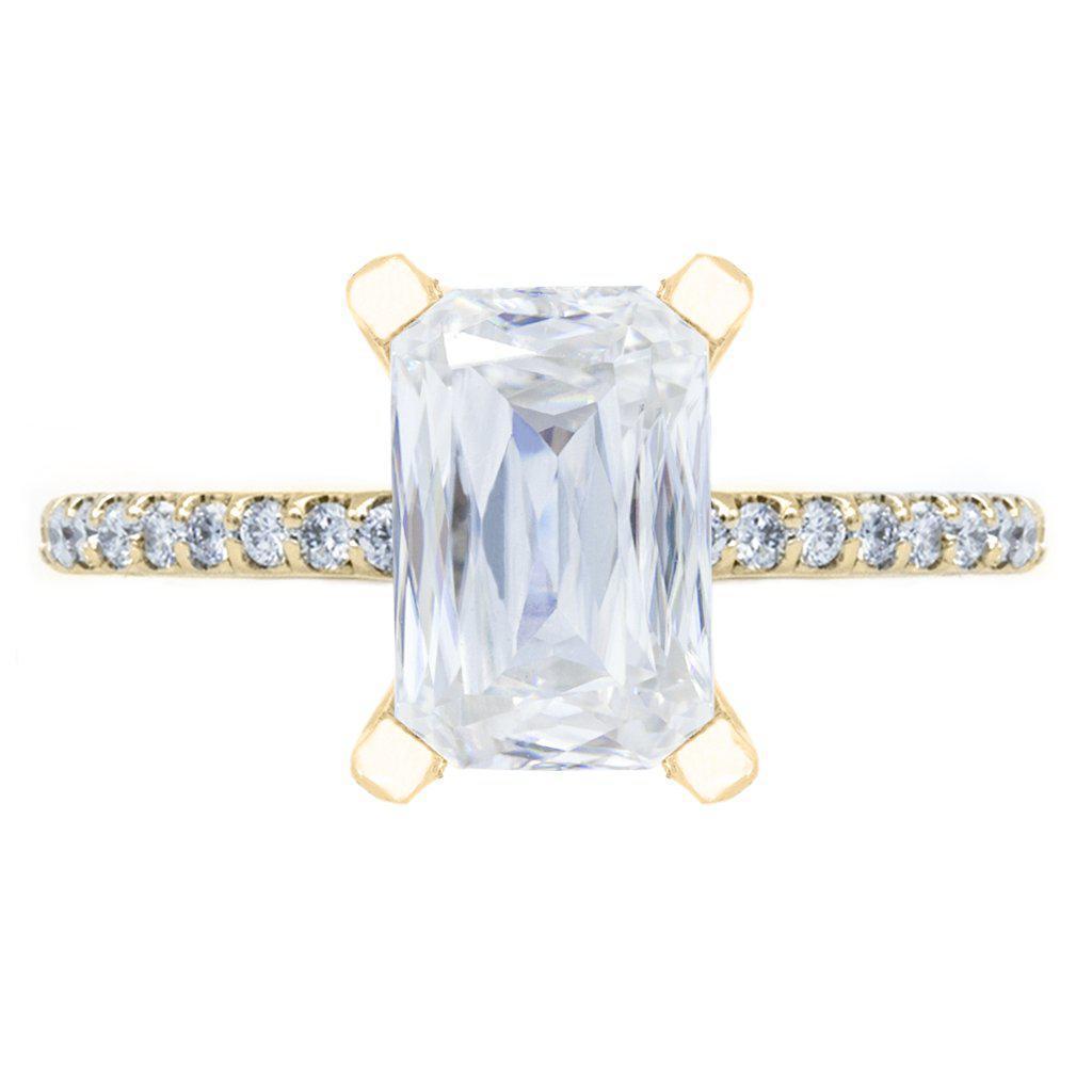 Criss Cut Heirloom Moissanite 4 Prongs Diamond Accent Ice Solitaire Ring-Solitaire Ring-Fire & Brilliance ®