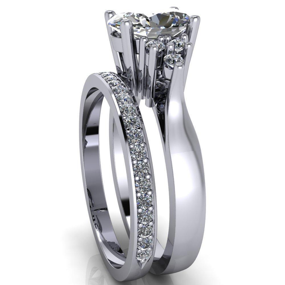 Aaliyah Oval Moissanite Multi Stone Cathedral Engagement Ring-Custom-Made Jewelry-Fire & Brilliance ®