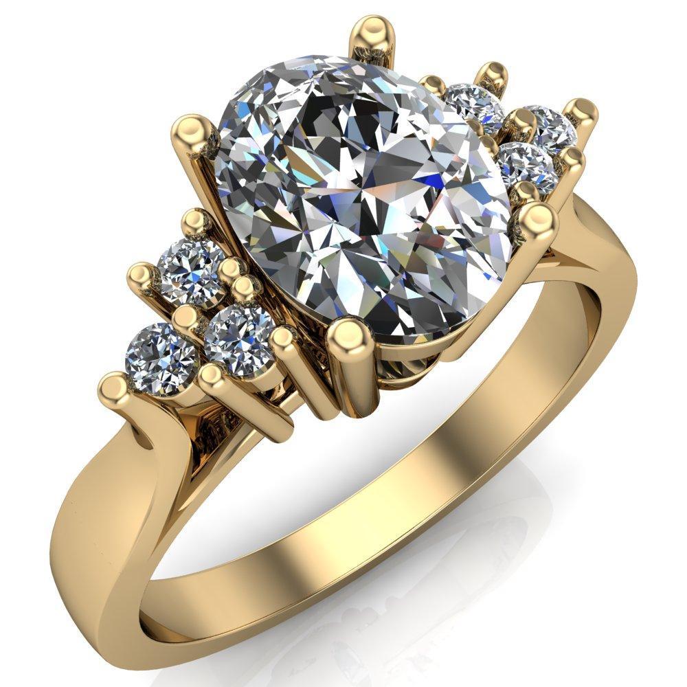 Aaliyah Oval Moissanite Multi Stone Cathedral Engagement Ring-Custom-Made Jewelry-Fire & Brilliance ®