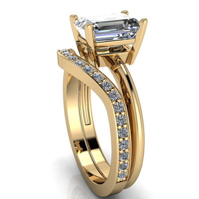 Abba Emerald Moissanite Under Bezel 4 Prong Engagement Ring-Custom-Made Jewelry-Fire & Brilliance ®