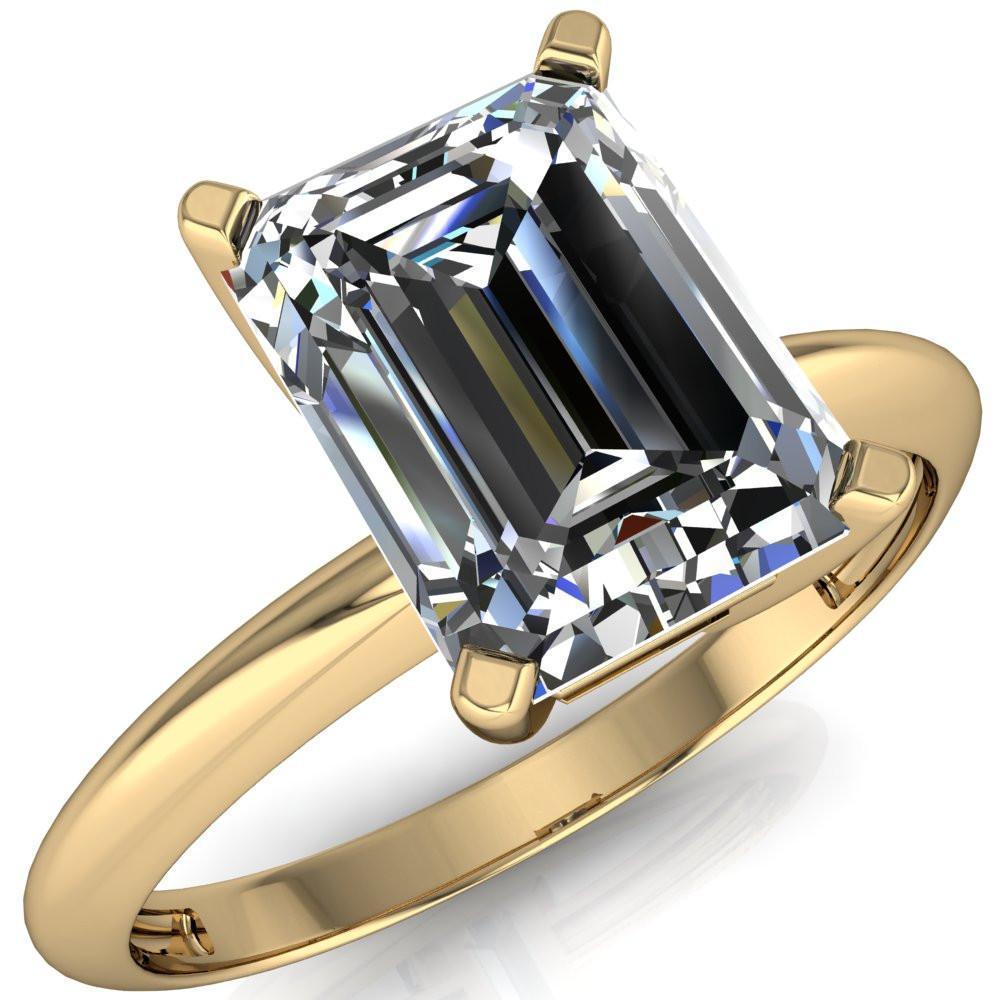 Abba Emerald Moissanite Under Bezel 4 Prong Engagement Ring-Custom-Made Jewelry-Fire & Brilliance ®