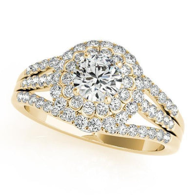 Abby Round Moissanite Split Shank Halo Engagement Ring-Custom-Made Jewelry-Fire & Brilliance ®