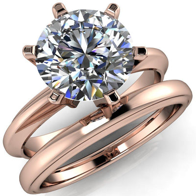 Abrielle Round Moissanite 6 Prong Classic Gallery Solitaire Ring-Custom-Made Jewelry-Fire & Brilliance ®