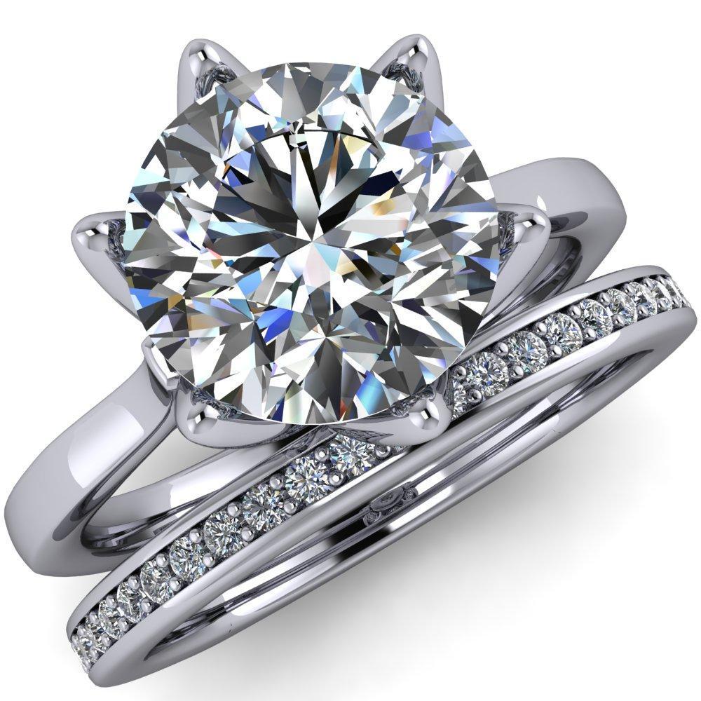 Adalyn Round Moissanite Cathedral 6 Petal Prong Euro Shank Engagement Ring-Custom-Made Jewelry-Fire & Brilliance ®