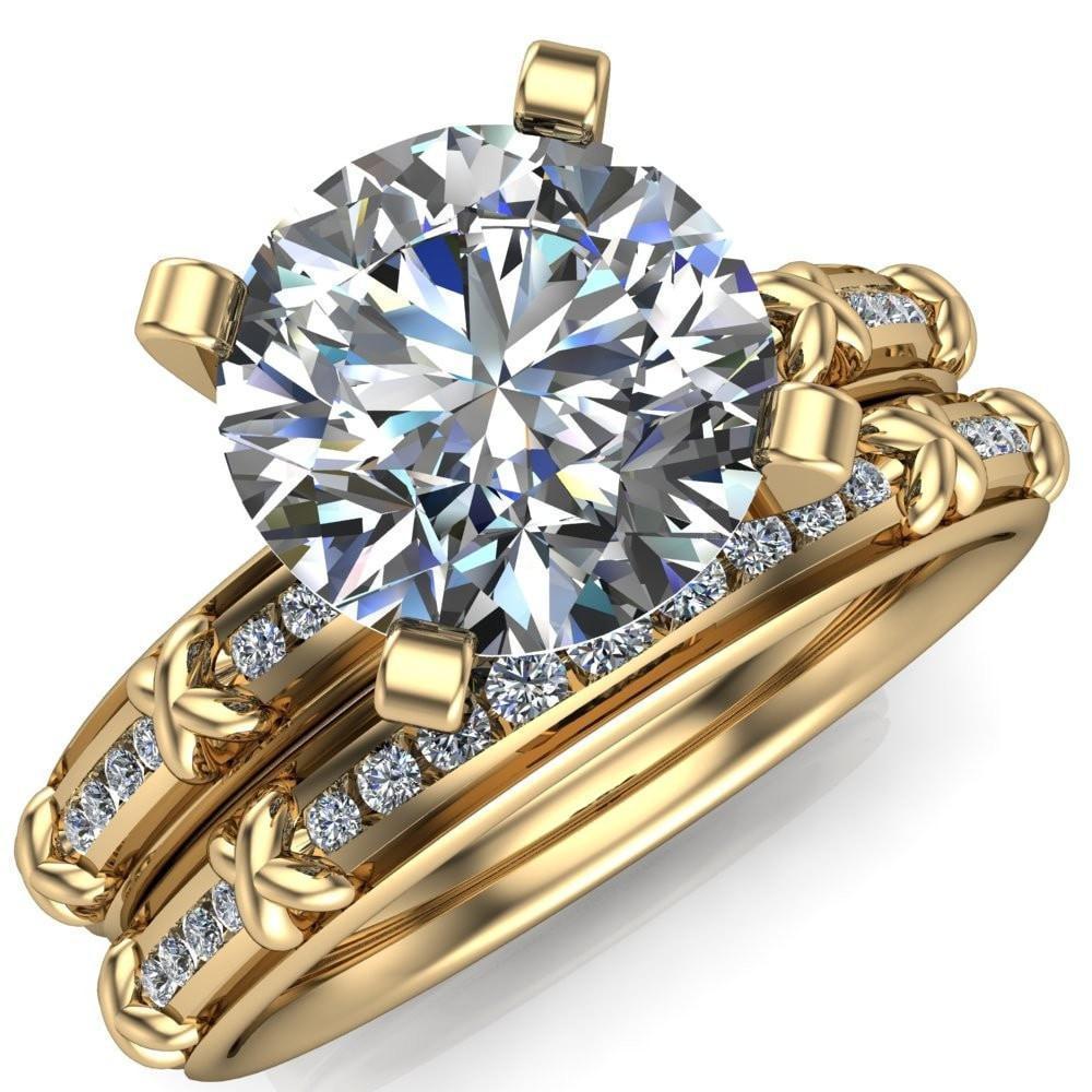 Adene Round Moissanite Channel Diamond Setting Half Eternity Engagement Ring-Custom-Made Jewelry-Fire & Brilliance ®