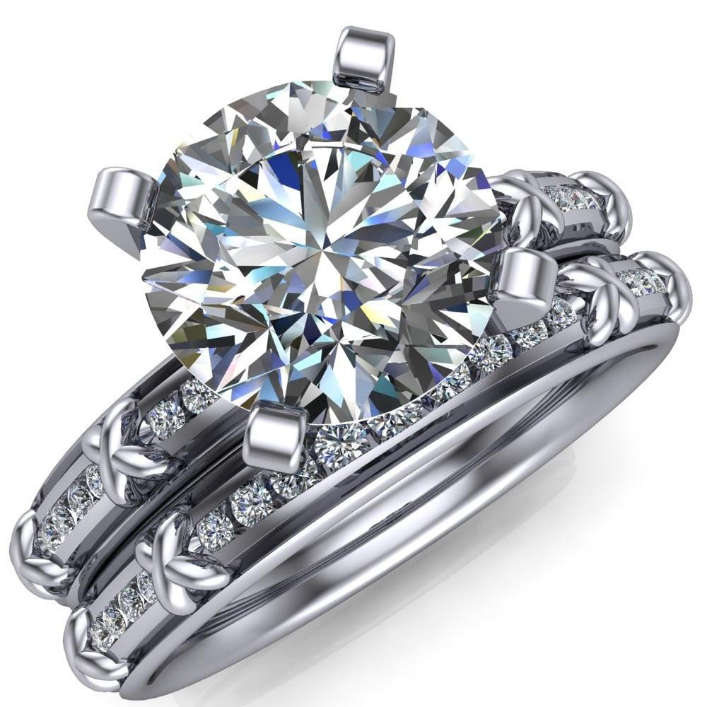 Adene Round Moissanite Channel Diamond Setting Half Eternity Engagement Ring-Custom-Made Jewelry-Fire & Brilliance ®