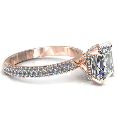 Adina Asscher Moissanite 4 Prong Diamond Accent Engagement Ring-Custom-Made Jewelry-Fire & Brilliance ®