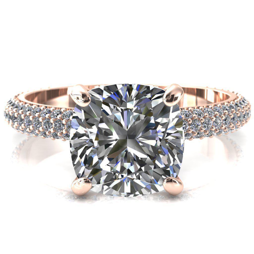 Adina Cushion Moissanite 4 Prong Diamond Accent Engagement Ring-Custom-Made Jewelry-Fire & Brilliance ®
