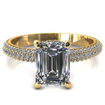 Adina Emerald Moissanite 4 Prong Diamond Accent Engagement Ring-Custom-Made Jewelry-Fire & Brilliance ®