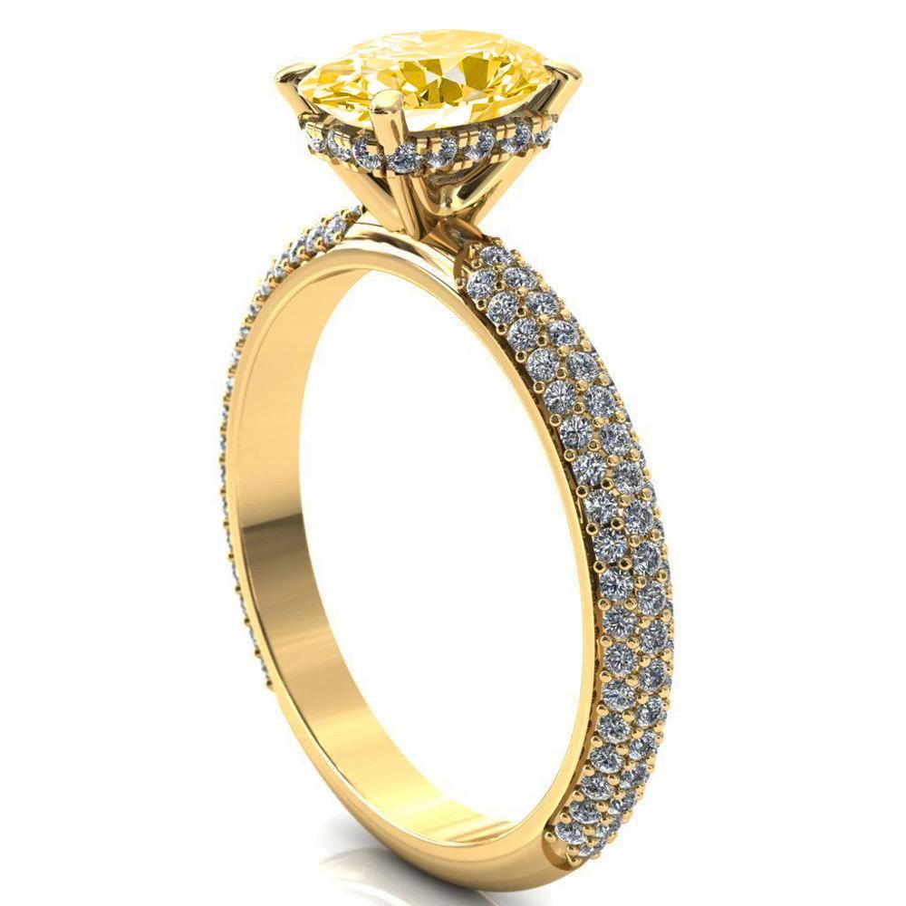 Adina Oval Canary Yellow 4 Prong Diamond Accent Engagement Ring-FIRE & BRILLIANCE