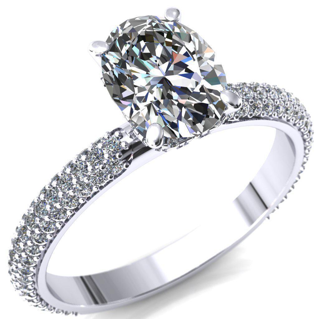 Adina Oval Moissanite 4 Prong Diamond Accent Engagement Ring-Custom-Made Jewelry-Fire & Brilliance ®