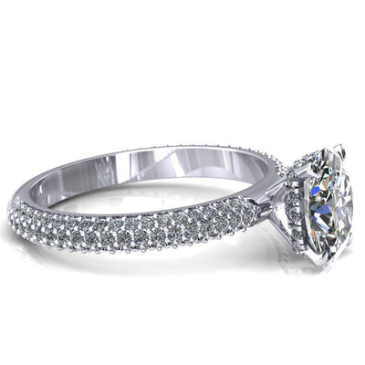 Adina Oval Moissanite 4 Prong Diamond Accent Engagement Ring-Custom-Made Jewelry-Fire & Brilliance ®