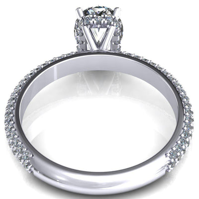 Adina Oval Moissanite 4 Prong Diamond Accent Engagement Ring-Custom-Made Jewelry-Fire & Brilliance ®