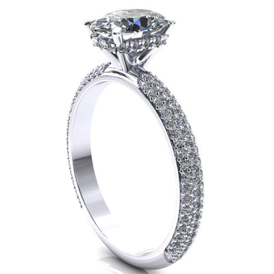 Adina Oval Moissanite 4 Prong Diamond Accent Engagement Ring-Custom-Made Jewelry-Fire & Brilliance ®