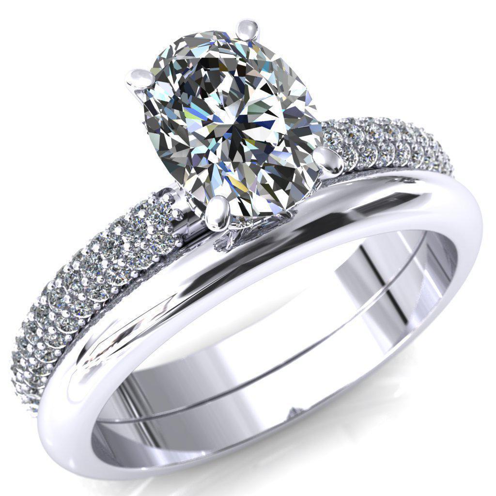 Adina Oval Moissanite 4 Prong Diamond Accent Engagement Ring-Custom-Made Jewelry-Fire & Brilliance ®