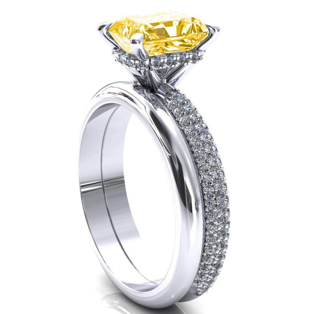 Adina Radiant Canary Yellow 4 Prong Diamond Accent Engagement Ring-FIRE & BRILLIANCE
