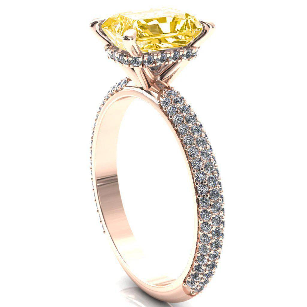 Adina Radiant Canary Yellow 4 Prong Diamond Accent Engagement Ring-FIRE & BRILLIANCE
