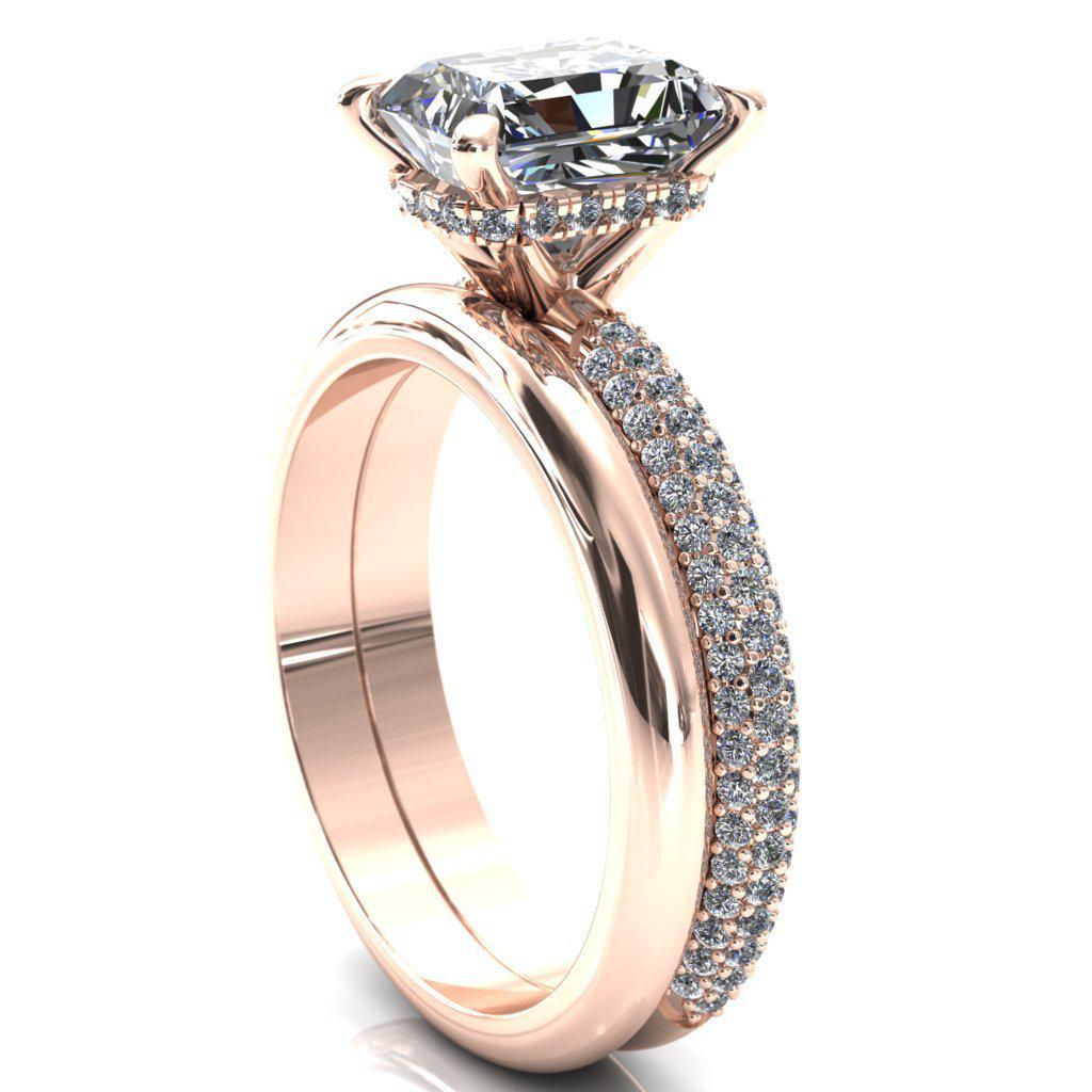 Adina Radiant Moissanite 4 Prong Diamond Accent Engagement Ring-Custom-Made Jewelry-Fire & Brilliance ®
