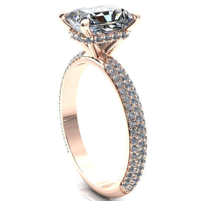 Adina Radiant Moissanite 4 Prong Diamond Accent Engagement Ring-Custom-Made Jewelry-Fire & Brilliance ®