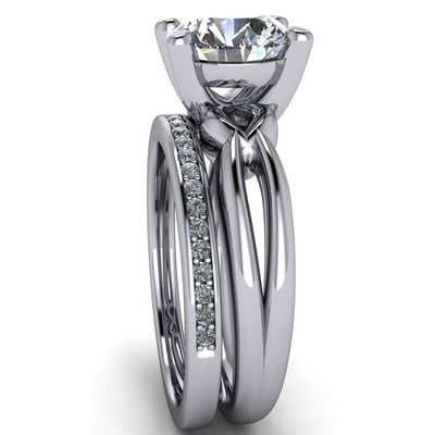Adora Round Moissanite 4 Prong Split Shank Setting Engagement Ring-Custom-Made Jewelry-Fire & Brilliance ®