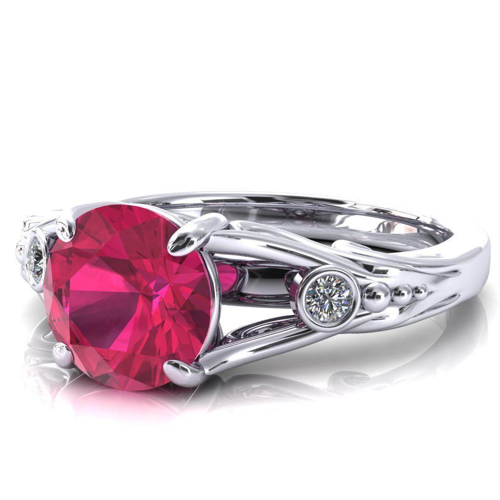 Aerolynn Round Ruby 4 Prong Diamond Accent Engagement Ring-Custom-Made Jewelry-Fire & Brilliance ®