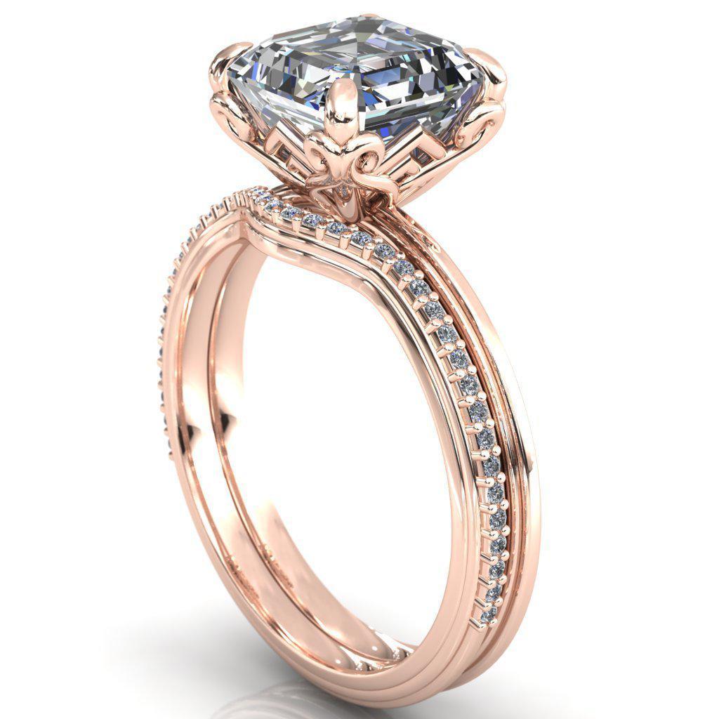 Aileron Asscher Moissanite Scrolly Y Double A Engagement Ring-Custom-Made Jewelry-Fire & Brilliance ®