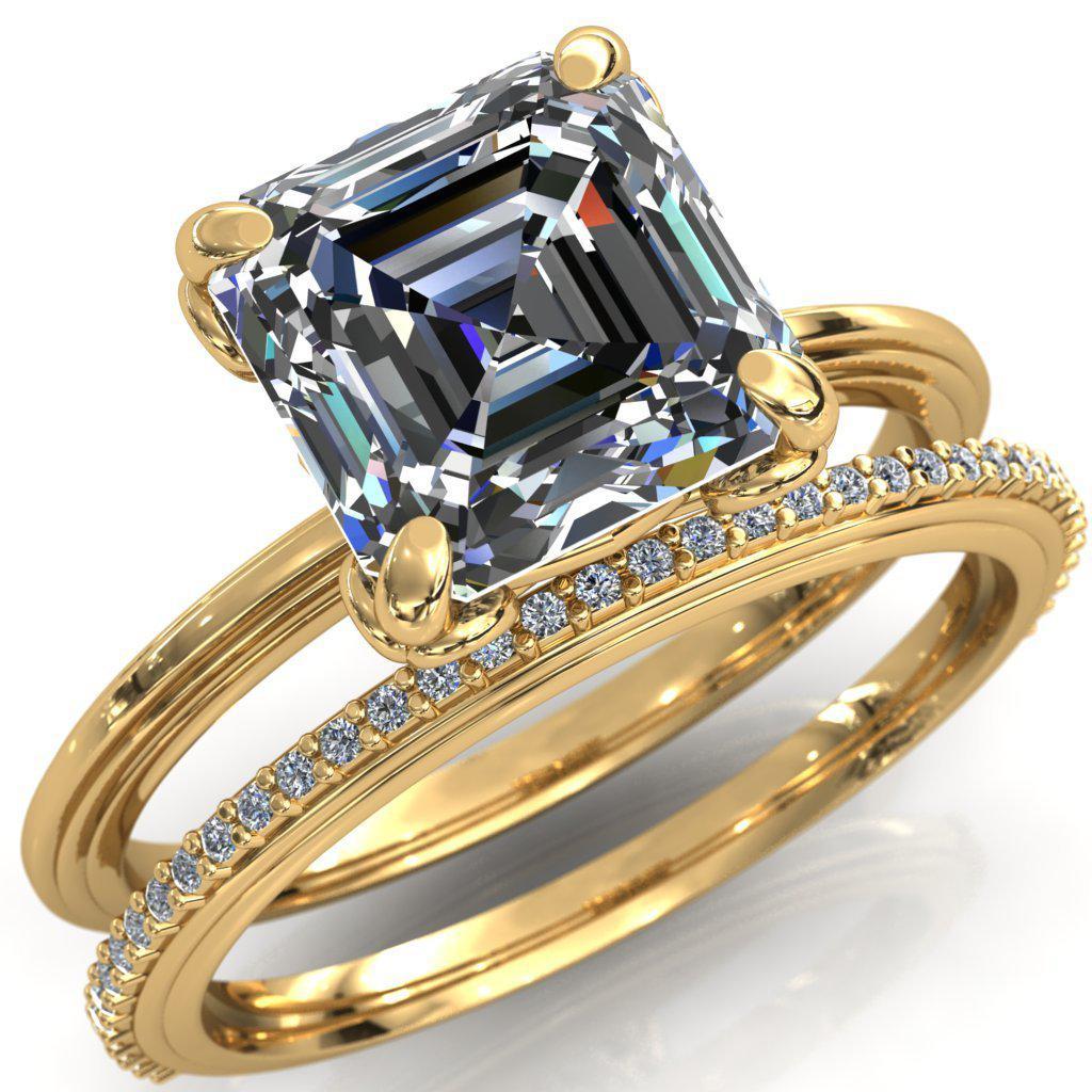 Aileron Asscher Moissanite Scrolly Y Double A Engagement Ring-Custom-Made Jewelry-Fire & Brilliance ®