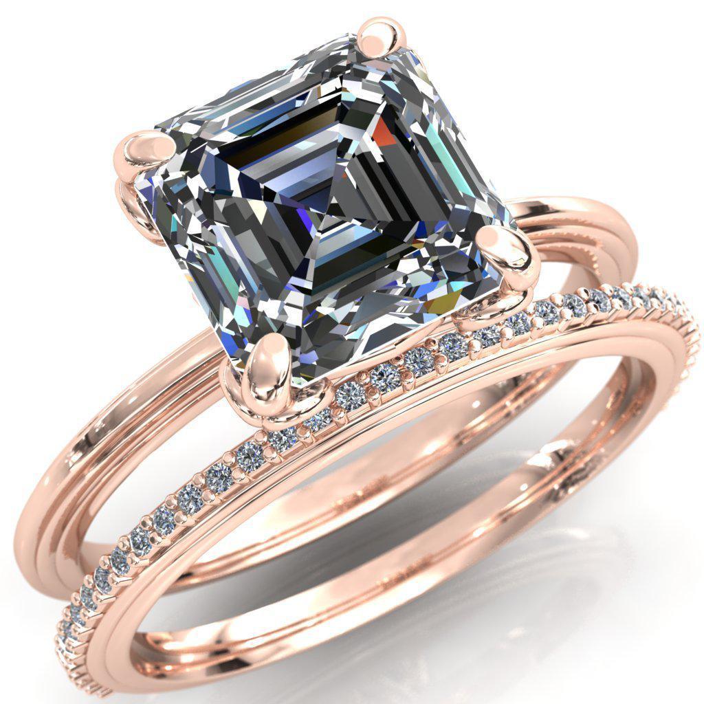 Aileron Asscher Moissanite Scrolly Y Double A Engagement Ring-Custom-Made Jewelry-Fire & Brilliance ®