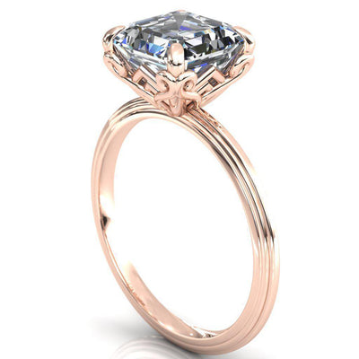 Aileron Asscher Moissanite Scrolly Y Double A Engagement Ring-Custom-Made Jewelry-Fire & Brilliance ®