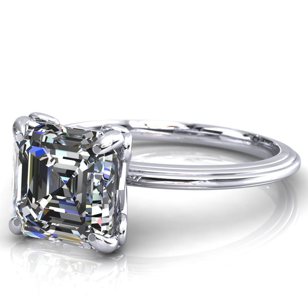 Aileron Asscher Moissanite Scrolly Y Double A Engagement Ring-Custom-Made Jewelry-Fire & Brilliance ®