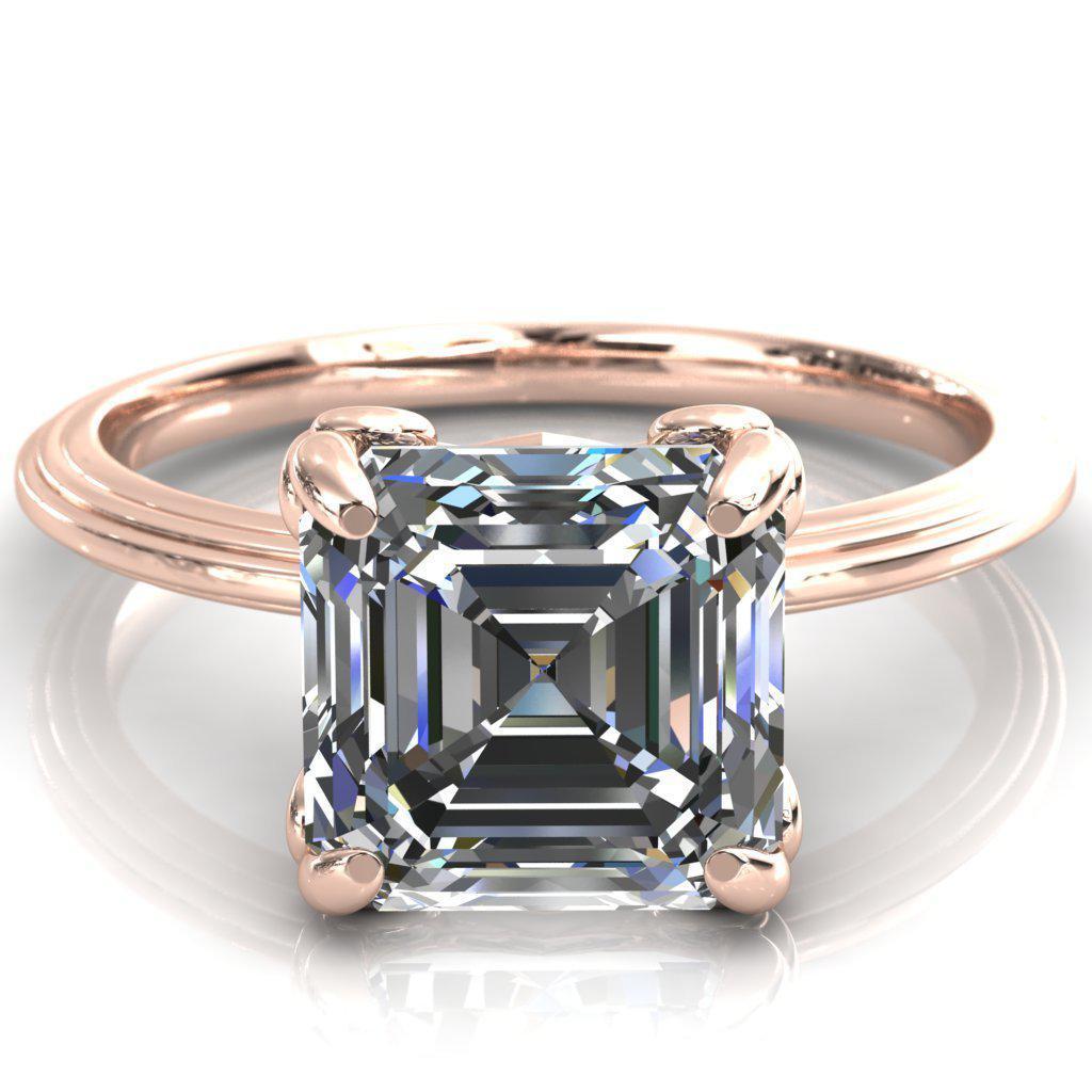 Aileron Asscher Moissanite Scrolly Y Double A Engagement Ring-Custom-Made Jewelry-Fire & Brilliance ®