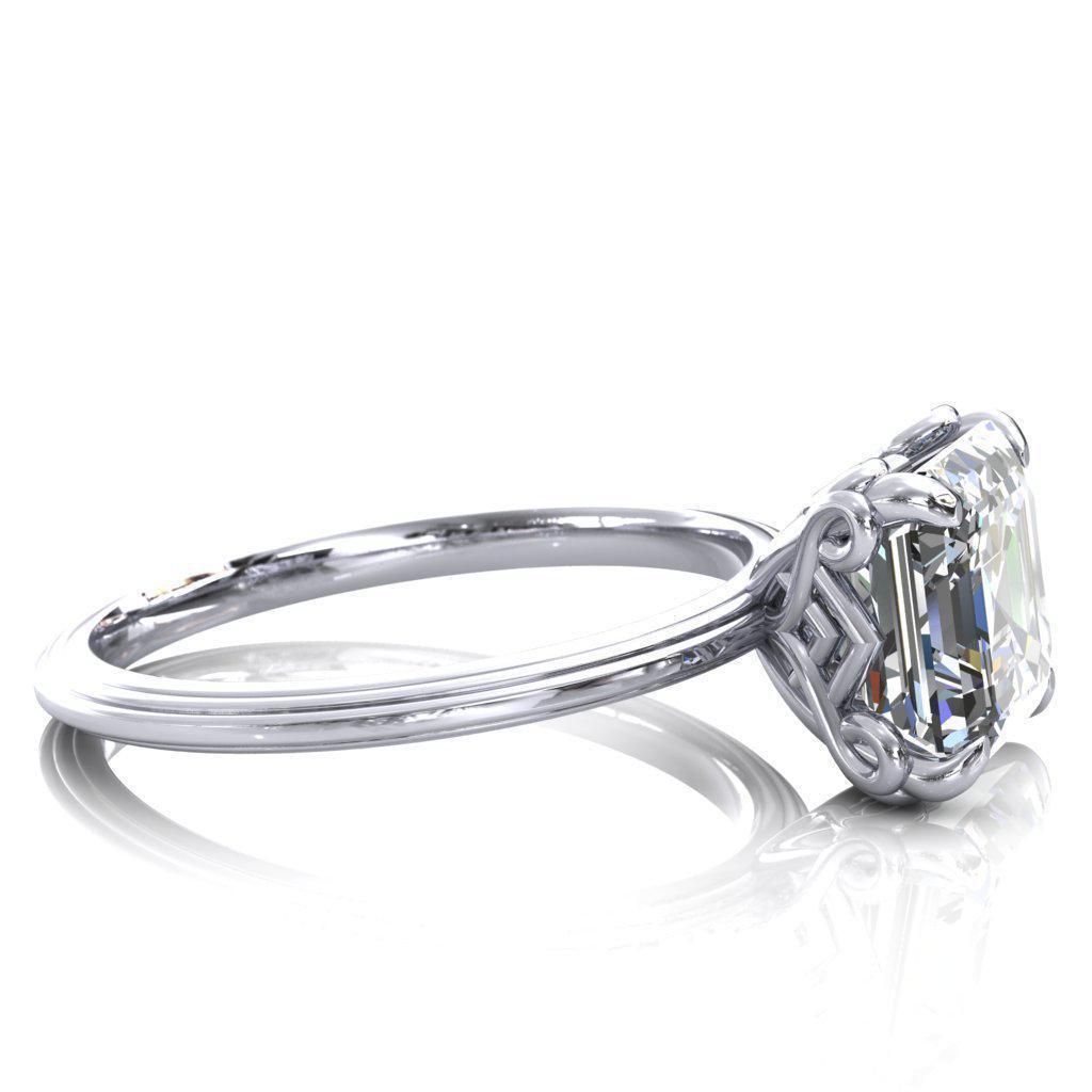 Aileron Asscher Moissanite Scrolly Y Double A Engagement Ring-Custom-Made Jewelry-Fire & Brilliance ®