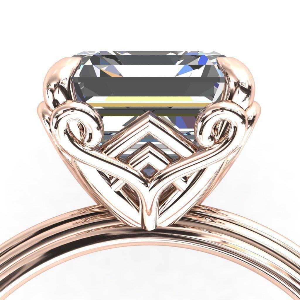 Aileron Asscher Moissanite Scrolly Y Double A Engagement Ring-Custom-Made Jewelry-Fire & Brilliance ®