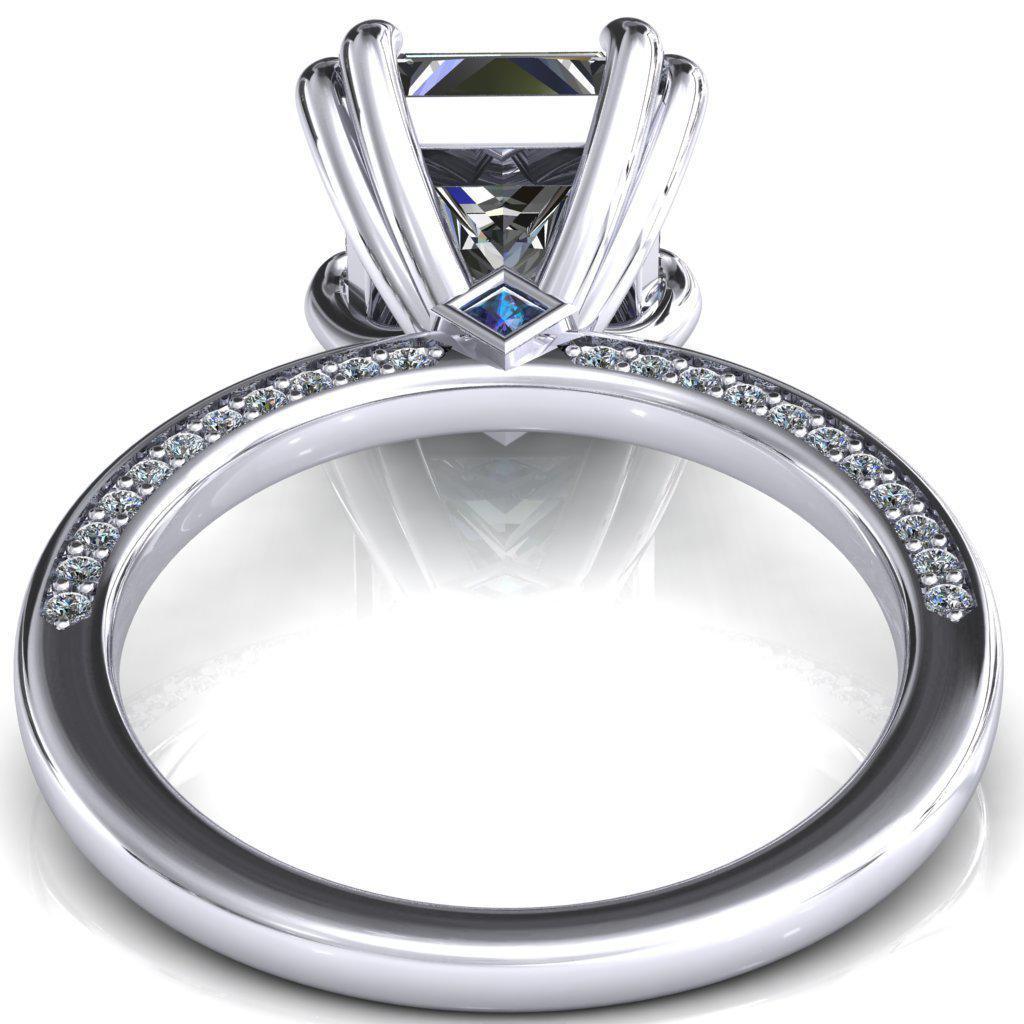 Ain Princess/Square Moissanite 4 Double Prongs Alexandrite Bezel Diamond Side Shank Ring-Custom-Made Jewelry-Fire & Brilliance ®