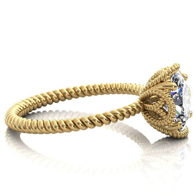 Airdale Oval Moissanite Rope Petals Engagement Ring-Custom-Made Jewelry-Fire & Brilliance ®
