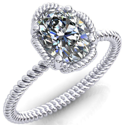 Airdale Oval Moissanite Rope Petals Engagement Ring-Custom-Made Jewelry-Fire & Brilliance ®