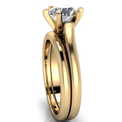Aiva Round Moissanite U Shank Engagement Ring-Custom-Made Jewelry-Fire & Brilliance ®
