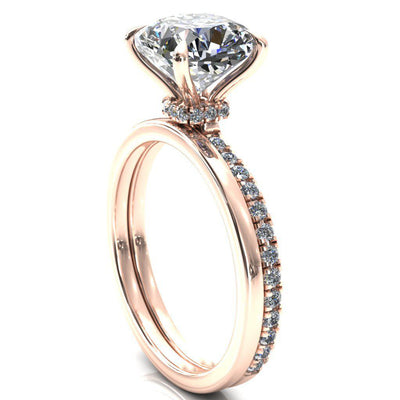 Alayna Cushion Moissanite 4 Claw Prong 3/4 Micro Pave Diamond Accent Ring Engagement Ring-FIRE & BRILLIANCE