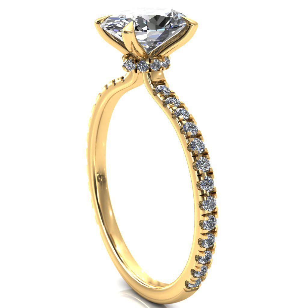 Alayna Oval Center Stone 4 Claw Prong 3/4 Micro Pave Diamond Accent Ring Engagement Ring