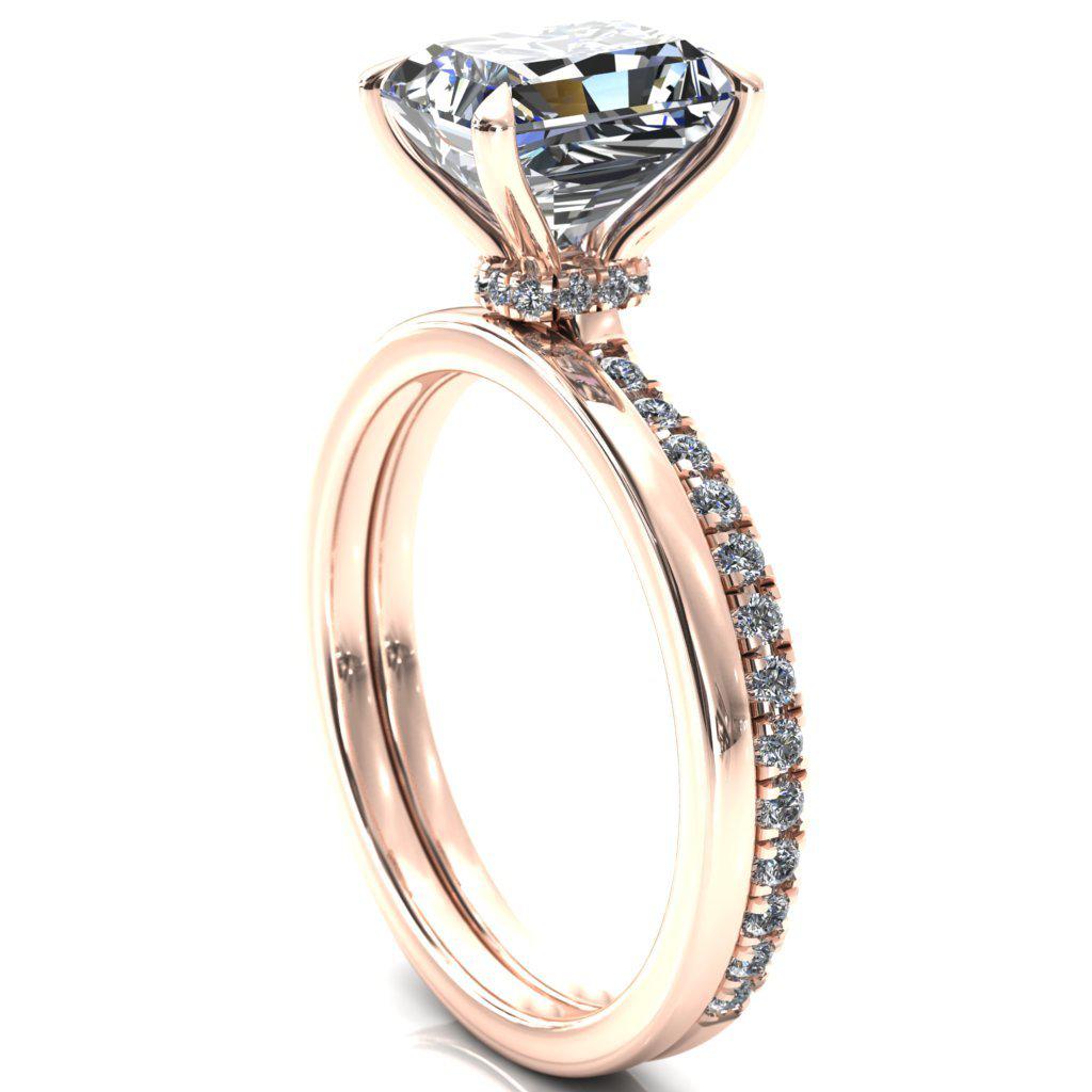 Alayna Radiant Moissanite 4 Claw Prong 3/4 Micro Pave Diamond Accent R ...