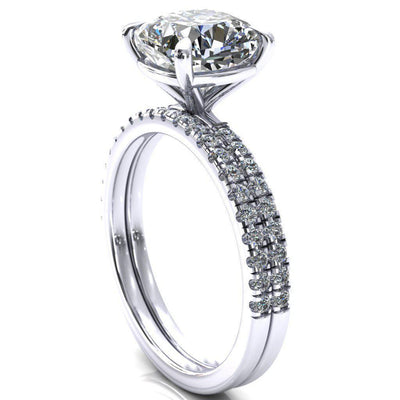 Alessandra Cushion Moissanite 4 Claw Prong Diamond Accent Engagement Ring-Custom-Made Jewelry-Fire & Brilliance ®