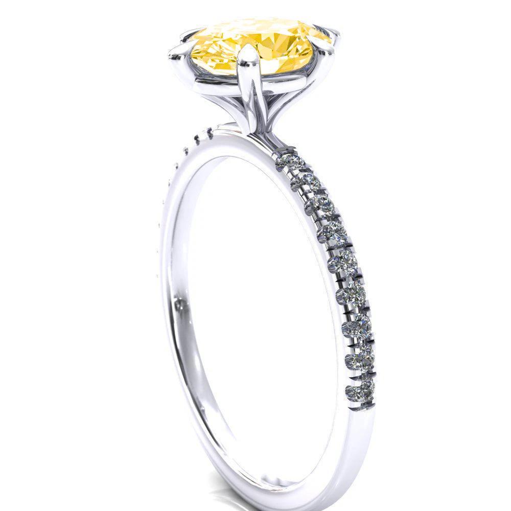 Alessandra Oval Canary Yellow 6 Claw Prong Diamond Accent Engagement Ring-FIRE & BRILLIANCE